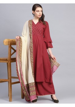Maroon Pant Suit Readymade